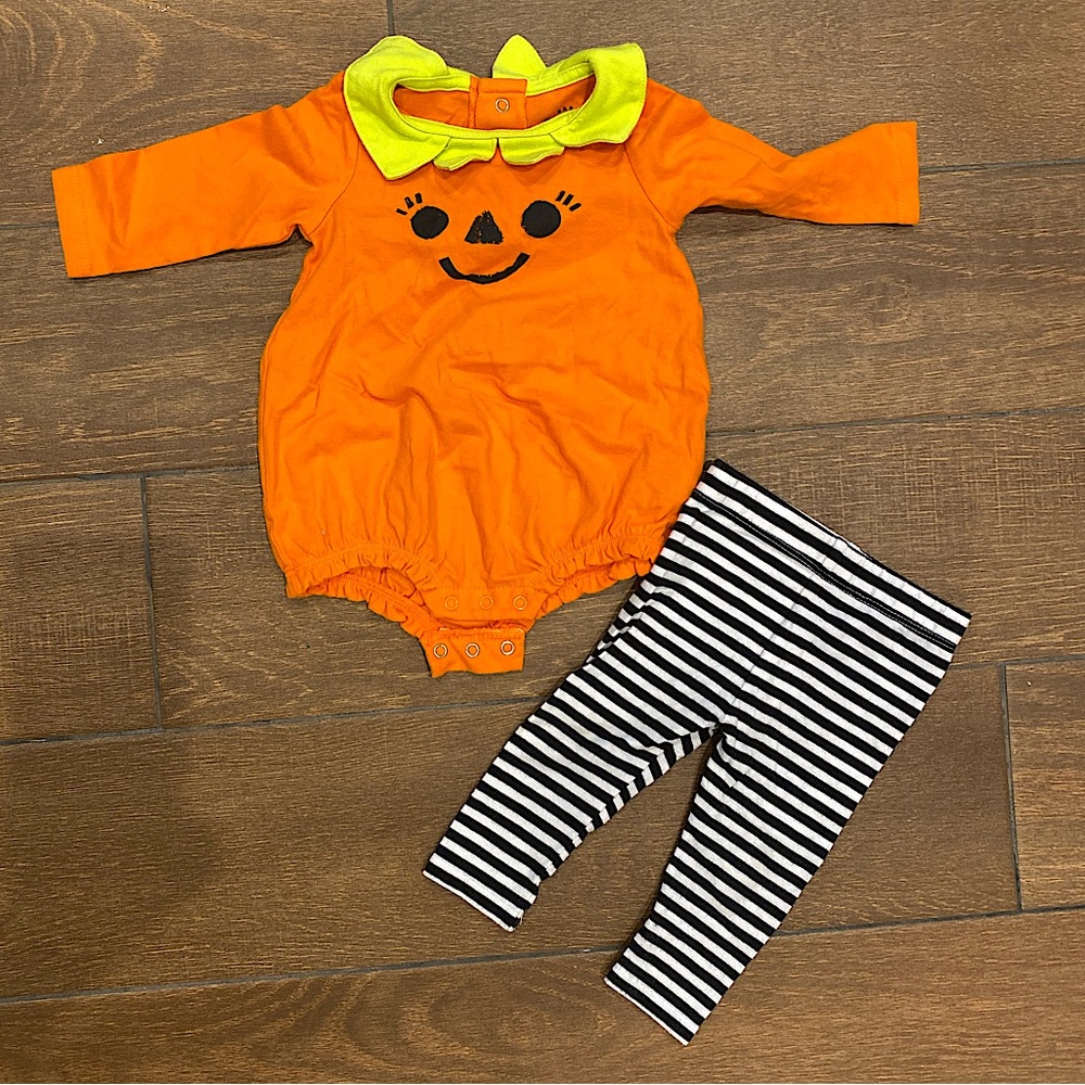 Cat & Jack Baby Girl Halloween Jack-o’-lantern Bubble & Leggings 0-3 months